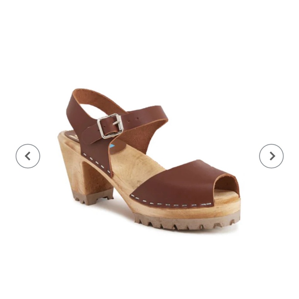 👹MIA Greta Luggage Swedish Scandinavian Peep Clog Heel Leather Mary Jean sandals